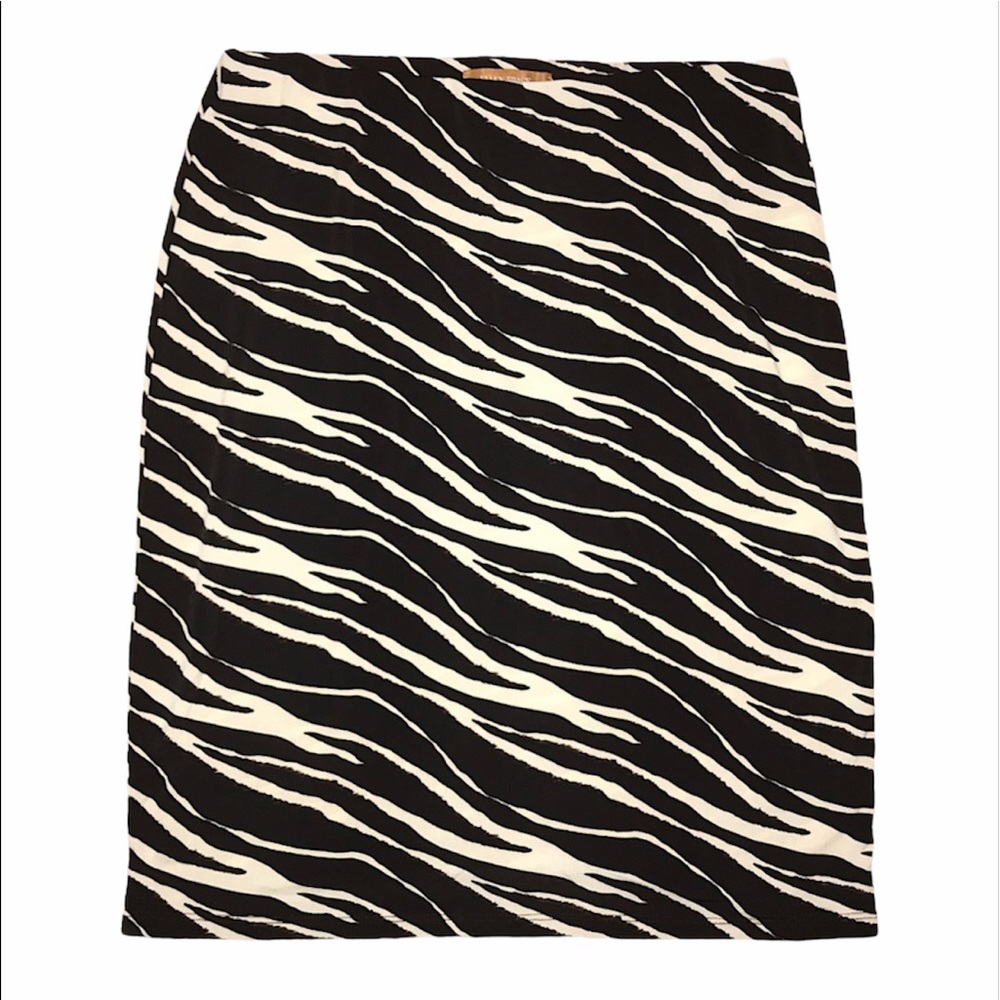 Ellen Tracy dark brown cream zebra flowy skirt Medium